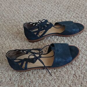 PAUL GREEN Morea nubuck metallic blue leather Lace-Up Sandal size 10